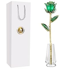 3. Green Original Rose With Crystal Vase