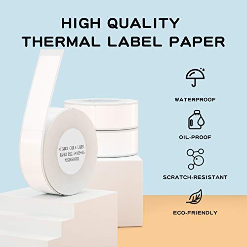 Niimbot Thermal Label Maker Paper 0.5"4.3" Stickers Waterproof Tear-Resistant Replacement For D11/D110 Label Printer Office&Home Cable 65 Labels/Roll (White) #TOP2