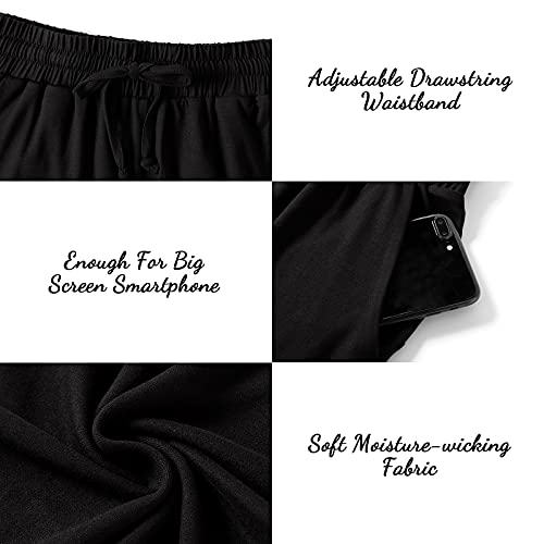 Culayii Women's Capri Pants Cropped Running Solid Hiking Exercise Pants Quick Dry Loose Fit With Side Pockets Plus Size Black Xxl #TOP3