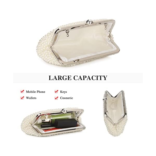 Pinprin Pearl Clutch Bag for Women Evening Wedding Party Bridal Handbag Ladies Beaded Clutch Purse - Image 6