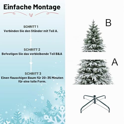 4ft/1.2m Künstlicher Weihnachtsbaum Lappland Tanne - Schnee beflockt Grün 332 PE/PVC Zweigspitzen… – Ansicht 4