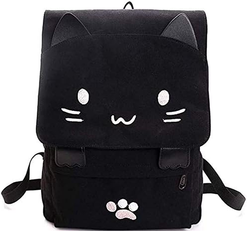 Cute Canvas Cat Print Backpack Lightweight Travel Rucksack