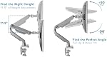 Montez-le! Bureau de moniteur unique Mount avec bras de ressort mécanique réglable en hauteur, raccords en argent plein mouvement 24 27 29 30 32 Écrans de pouce VESA 75, 100 mm, facile d'installation C-Clamp et base Grommet