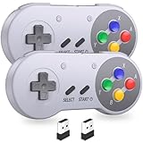 2.4 GHz Wireless SNES Switch Online Controller, USB Receiver, Compatible with Switch/Switch OLED, PC, Mac OS, Android, Steam Deck, Raspberry Pi (Rechargeable) (Plug and Play) (2 Pack) Multicolor