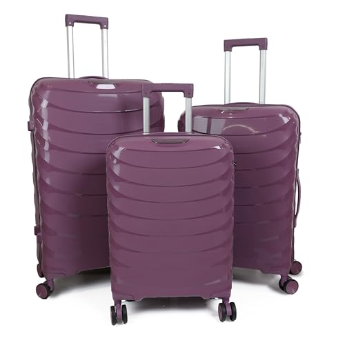 DIVCHI Gepäcksets 3-teilig Hartschale Erweiterbare Koffer Leichter Reise-Trolley Koffer mit Spinnrollen TSA-Schloss Teleskopgriff, violett, Standard, Gepäck-Set
