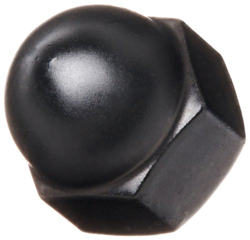 Black Powder-Coated Steel Acorn Nut, USA Made, 1/4