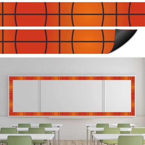 Whaline 24Pcs Basketball Magnetic Bulletin Board Border Back to School 3D Basketball Magnetic Strips Border Trim for Sport Theme Office Classroom Decor