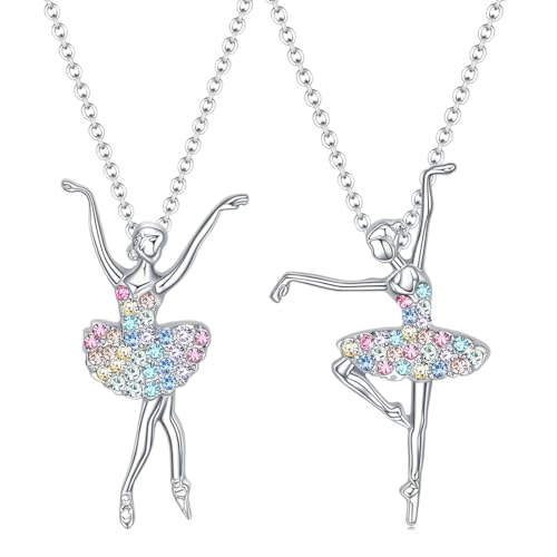 Bailando Bailarina Bailarina Ballet Colgante Collar, 3 piezas, Encanto Sorpresa Regalo de joyería, Regalo de Joyería para Niñas Bailarinas,Joyas para Rendimiento de Baile Estilo, danza