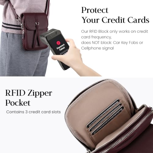 Image of befen Genuine Leather Small Crossbody Bags for Women Cell Phone Purse | Real Leather, RFID Blocking Card Slots, Multi Pockets, Cell Phone Bag, Travel Purse, Anti Theft