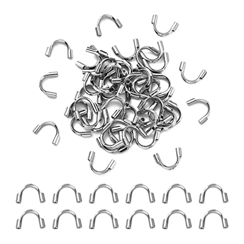 UR URLIEFHALL 50 Pcs 316 Surgical Stainless Steel Wire Guardian Protector U Shape Loops Terminators for Leather Cord Bracelet Necklace Making Crafts