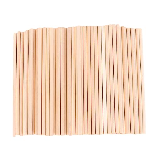Housoutil 50pcs DIY Wooden Rods Craft Sticks Natural Dowels for Handicrafts Smooth Finish for Model Building for Home Decor and Creative Projects
