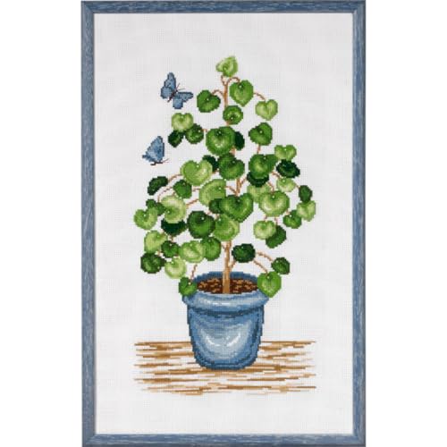 Kit de broderie au point de croix Pilea loisir créatif de mercerie