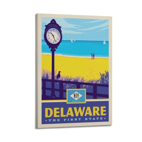 Poster vintage de voyage Delaware pour une décoration élégante de chambre à coucher