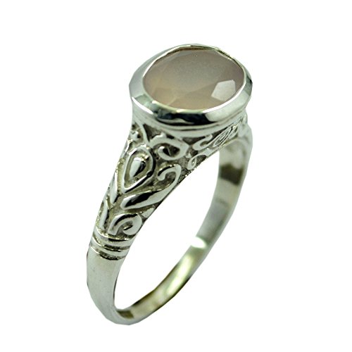 Bague en quartz rose et argent 925, un bijou ovale au style astral et raffiné