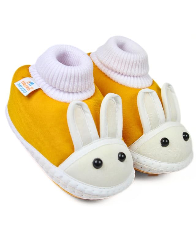 Neska Moda 6 To 12 Months Baby Boys & Baby Girls Cotton Rabbit Face Slip-On Booties-(Yellow)-BT2156 (B0CP41KV1C) Amazon Price History, Amazon Price Tracker