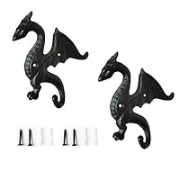CatchDragon Cast Iron Dragon Wall Hooks Decorative, Coat Towel Hooks for Wall or Door, Wall Hooks Heavy Duty for Haning Clothes, Coats, Bags, Hats, Towels