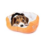 Resulzon Round Puppy Dog Cat Bed Cotton Washable Mattress Removable Cover with Paw Printing