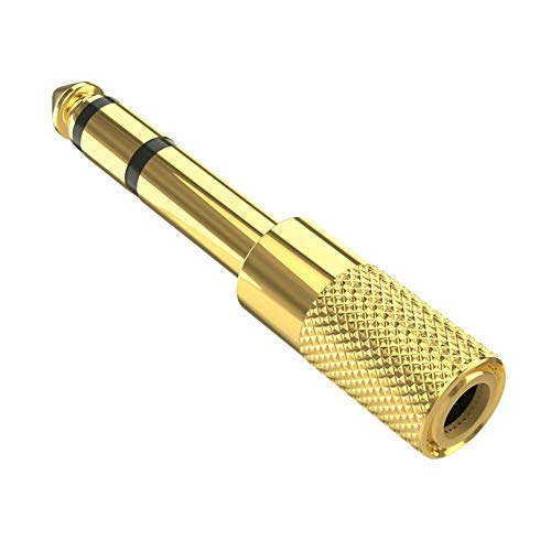 Headphone Adapter 3.5mm to 6.35mm to 1/8 inch to 1/4 inch Premium Gold Plated Stereo Headphones Jack Adaptor Headphone Converter, Long Life Aux Jack Audio Plug 3.5mm Female to 6.35mm Male.