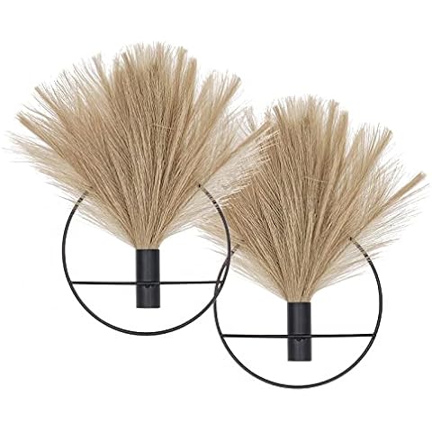 Pretty Jolly Boho Wall Decor, Wall-Mounted Metal Wall Decor, Hanging Artificial Pampas Display, Wall Art Living Room, Bedroom, Bathroom, Dining room, Plant Wall Decor 2 Pack Black Cover