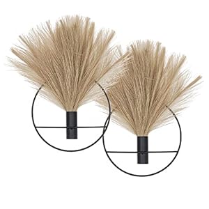 Pretty Jolly Boho Wall Decor, Wall-Mounted Metal Art, Hanging Artificial Pampas Display, Living Room, Bedroom, Bathroom, Diningroom, Fake Faux Plant 2 Pack Black Brown