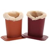 BATHVEVE 2個 レザー ぬいぐるみ裏地付き眼鏡スタンド メガネ置き 卓上用 眼鏡座 荔枝紋イエロー ワインレッド オフィス 寝室 書斎用