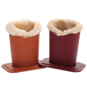 BATHVEVE 2個 レザー ぬいぐるみ裏地付き眼鏡スタンド メガネ置き 卓上用 眼鏡座 荔枝紋イエロー ワインレッド オフィス 寝室 書斎用