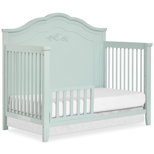 Image of Dream On Me Toddler Guard Rail for Convertible Crib, Solid Wood Bed Rail for Toddler Bed Conversion, Seafoam Green