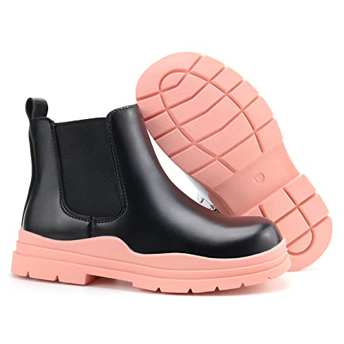 Brooman Kids Chelsea Boots Boys Girls Ankle Boots Zipper Booties (5,Black Pink) #TOP6