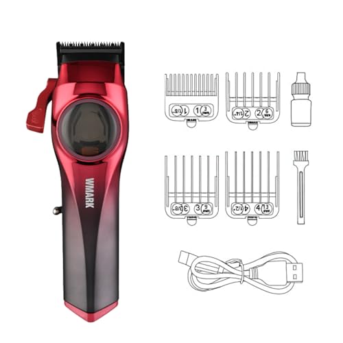 WMARK NG-9009 Ultra Premium Professional 10000 Rpm Magnetic Maglev Motor Zero Gapped Hair Clipper High Precision Fade Blade With DLC Process 4 Guide Comb Taper Lever 120 min 2500 mAh Battery, Model 10