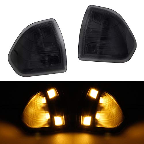 HERCOO LED Side Mirror Turn Signal Light Left and Right Lamps Smoked Cover Lens for 68302828AA 68302829AA Compatible with 2010-2018 Dodge Ram 1500 2500 3500 4500 5500, Pack of 2