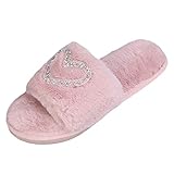 Dasongff Damen Fluffy Hausschuh Faux fur Slippers Pantoffeln Slides Plüsch Flauschige Fell Schlappen Flache Hausschuhe Sandalen Slipper Kunstfell Schlappen plusch Fellhausschuhe Schwarz/Grau/Rosa