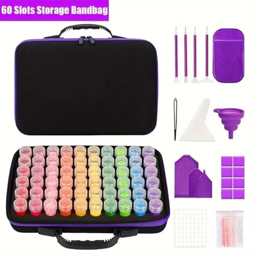 Image of Huacan Diamond Painting Storage Containers, 60 Slots Diamond Painting Accessories and Tools for Diamond Art Organizer Case
