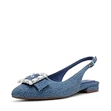 Anne Klein Women's Ballet Flat Kenni, Denim, 7