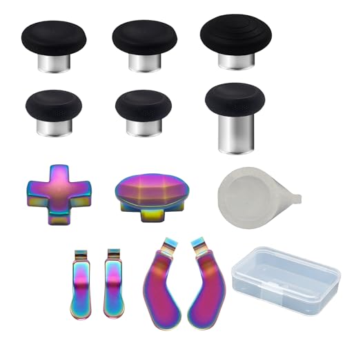 Image of 13 in 1 Accessories for Xbox One Elite Series 2 Controller,Metal Thumbsticks for Xbox Elite Wireless Controller Series 2 Core,Elite Controller Series 2 Controller Accessory Replacement Parts(Rainbow)