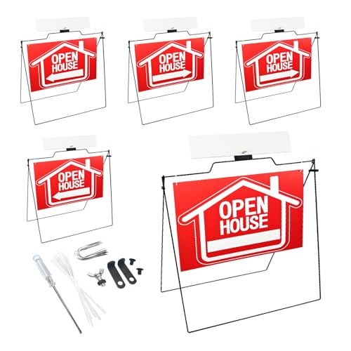 5 Pack Open House Signs for Real Estate - 30"x28" A-Frame Stands With Weatherproof Banner - Realtor Signs