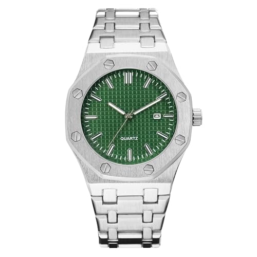 BARAMON Men's Watches, Royalty Stainless Steel Quartz Movement Date Male Clock Waterproof Luminous Hands Casual Business Wrist Watches for Men