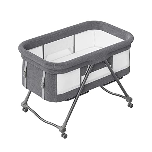 UBRAVOO Grab-and-go Cuna de Viaje para Bebe Plegable con Colchon y Ruedas | Mecedora Transformable, Bravo Basic, Gris