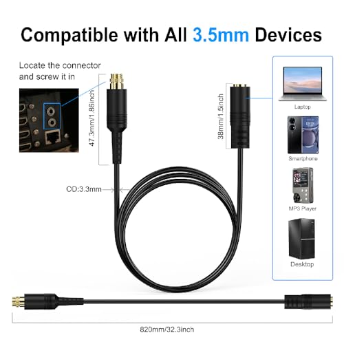 Cable de extensión de audio 3.5mm TRS de 12 pulgadas miniatura 6