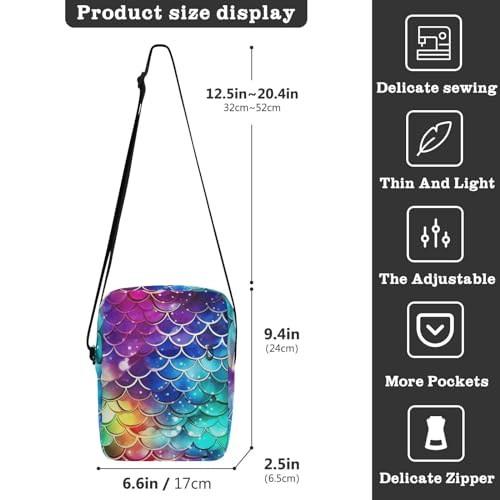 Crossbody Bag Mermaid Scale Messenger Bag for Women Men Purse Shoulder Bag Satchel Bag with Adjustable Strap 214A77703