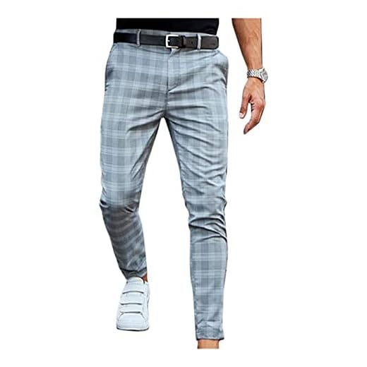 Baggy Streetwear Hip Hop Joggers för kvinnor Män byxor smarta casual byxor män kläder plaid penna byxor män kläder långa byxor (Color : Grey Blue, Size : L)
