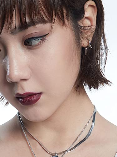 Fashion Spike Sterling Silver Hoop Earrings for Women Girls Men Hypoallergenic Minimalist Huggie Small Sleeper Hoops Cartilage Cuff Helix Stud Wrap Personalized Punk Jewelry4