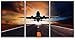 wall26 - 3 Piece Canvas Wall Art - Passenger Jet Plane Flying over Airport Runway Against Beautiful Dusky Sky - Modern Home Decor Stretched and Framed Ready to Hang - 16"x24"x3 Panels