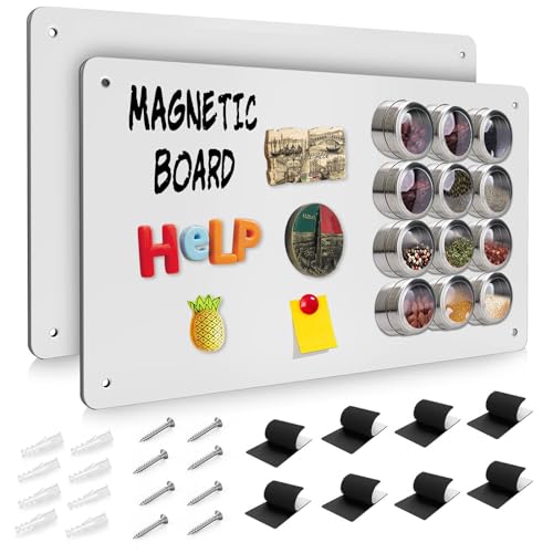 Raweao Placa magnética para ímanes, placa magnética para ímanes, quadro magnético de parede grande, quadro adesivo de parede para ímãs frigorífico armário (branco - 2 embalagens)