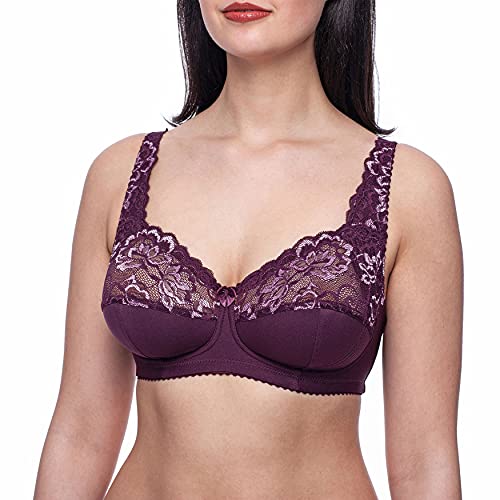 frugue Women's Wirefree Wireless Plus Size Lace Minimizer Bra