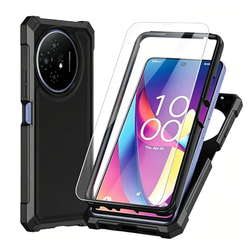 Lozeguyc for TCL 60 XE NxtPaper 5G Case with Screen Protector TCL 60 XE Phone Case Full Body Protection Front PC Back Soft Silicone Bumper Heavy Duty Protection Shockproof Corner for TCL 50 XL Black