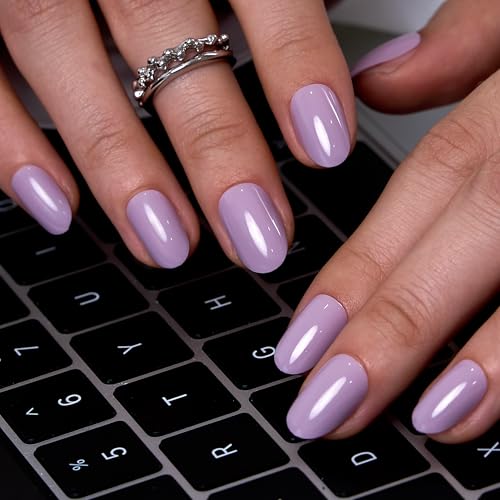 Image of CurvLife Extra Short Square Press On Nails, Purple, Lilac Veil, Soft Gel
