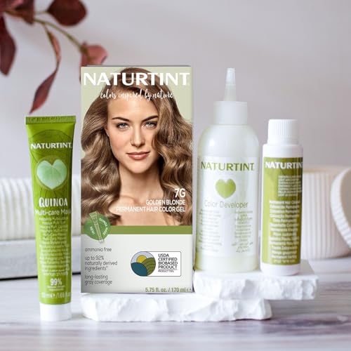 Naturtint 7G Golden Blonde Permanent Hair Color (Pack of 6), Ammonia Free, Vegan, Cruelty Free, up to 100% Gray Coverage, Long Lasting Results (Packaging may vary)