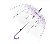 Transparent Bubble Umbrella Transparent Fashion Dome Automatic Handle Bird Cage Windproof Wedding Decoration Umbrella (Purple)