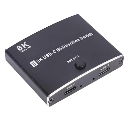 Jectse Conmutador 2 en 1 de Salida Tipo C, Conmutador KVM USB C Bidireccional 8K 60Hz 4K 120Hz 40Gbps con Cable Desmontable, para Computadoras Portátiles, Tabletas, Teléfonos