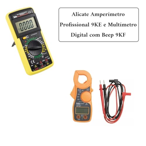 Alicate Amperrimetro Digital Aviso Sonoro MT87-9KE + Multímetro Digital com Capacímetro - 9KF